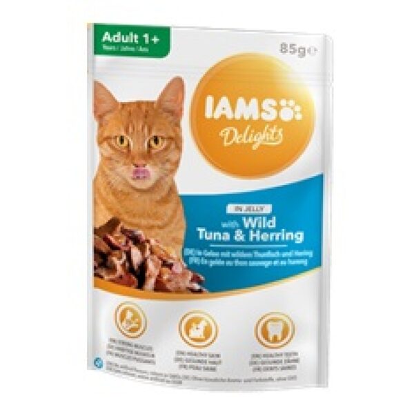  IAMS CAT DELIGHT TUNA&HERRING Jelly консервы для кошек 85г