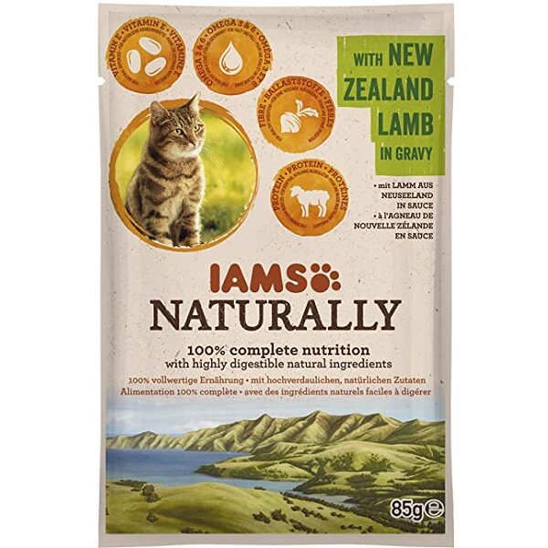 Konservēta barība kaķiem - IAMS CAT Naturally Adult Lamb in gravy 85gr.