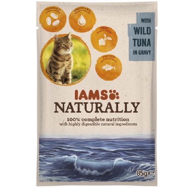 Konservēta barība kaķiem - IAMS CAT Naturally Adult Tuna in gravy 85g