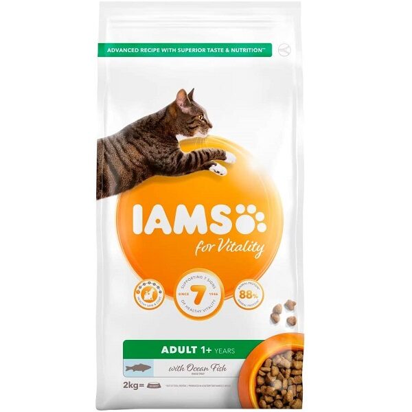 Sausā barība ar okeāna zivi pieaugušiem kaķiem - IAMS CAT ADULT OCEAN FISH 2KG.