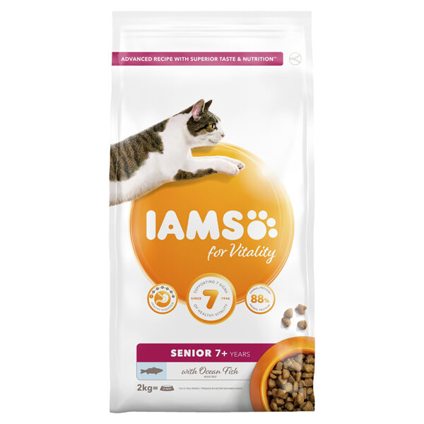 Sausā barība ar okeāna zivi kaķiem - IAMS CAT SENIOR OCEAN FISH 800g