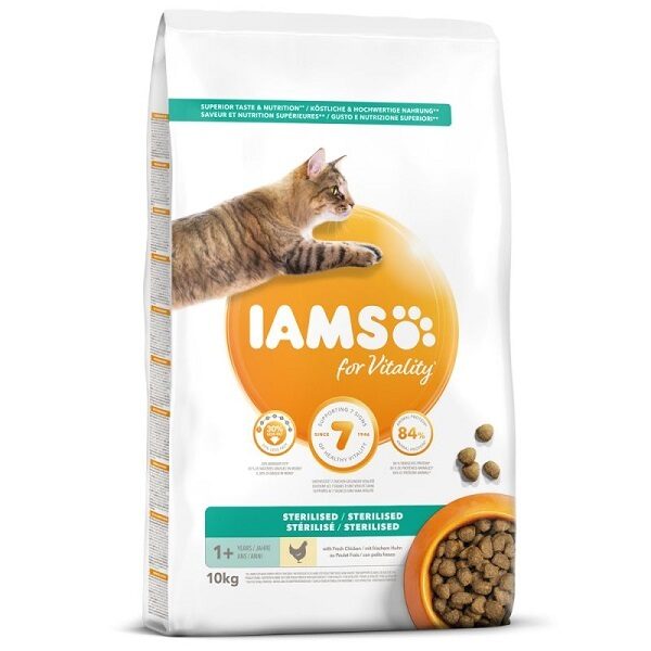  IAMS CAT ADULT STERILIZED CHICKEN 800g - Sausā barība sterilizētiem/kastrētiem kaķiem