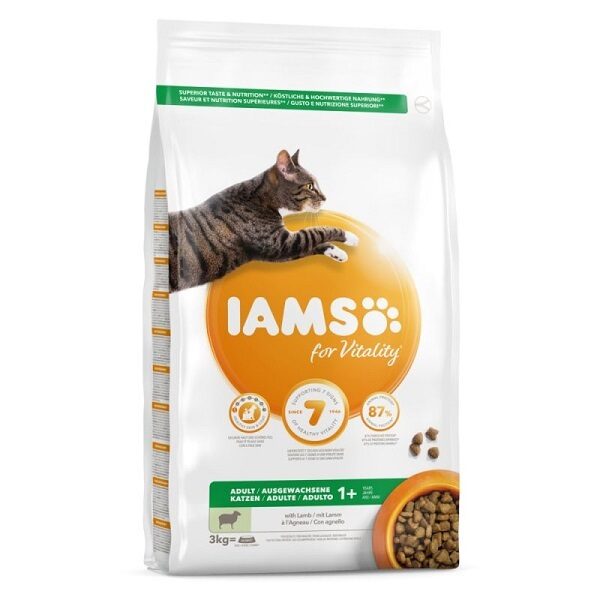 Sausā barība ar jēra gaļu pieaugušiem kaķiem - IAMS CAT ADULT LAMB 2KG