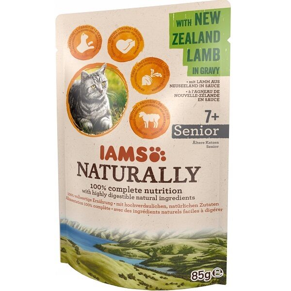 IAMS CAT Naturally Senior Lamb in gravy 85g-  Konservēta barība kaķiem