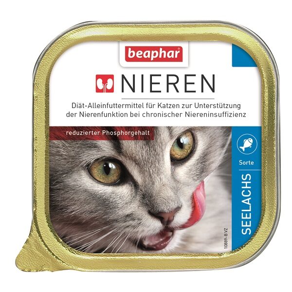 Pilnvērtīga diētiska kaķu barība (pastēte) - Beaphar NIERDIEET SEELACHS 100G .