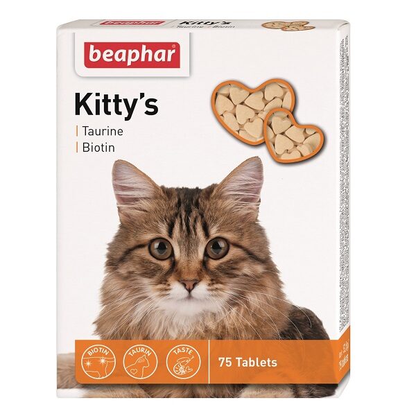 Gardums kaķiem - Beaphar Kitty's Taurin-Biotin 75tab.