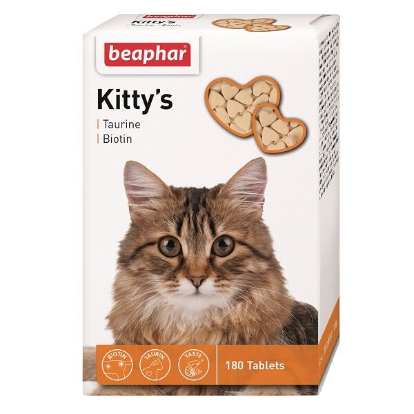 Beaphar Kitty's Taurin-Biotin, 180tab. - витаминизированное лакомство с биотином и таурином для кошек.