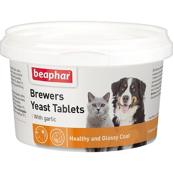 Vitamīni suņiem un kaķiem - Beaphar Brewers Yeast tablets with garlic, 250gb.