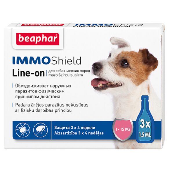Līdzeklis pret blusām, ērcēm suņiem - Beaphar IMMO SHIELD LINE-ON DOG Small 3*1.5ml
