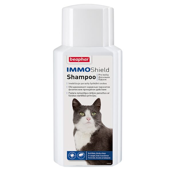 L­īdzeklis pret blusām, ērcēm kaķiem - Beaphar IMMO Shield Shampoo Cat, 200 ml