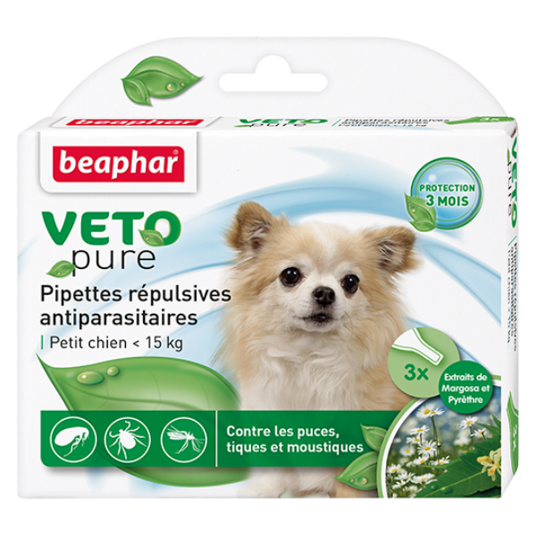 Beaphar Veto Pure Spot on, 3 gab - Средство от блох, клещей, комаров для собак до 15 кг 