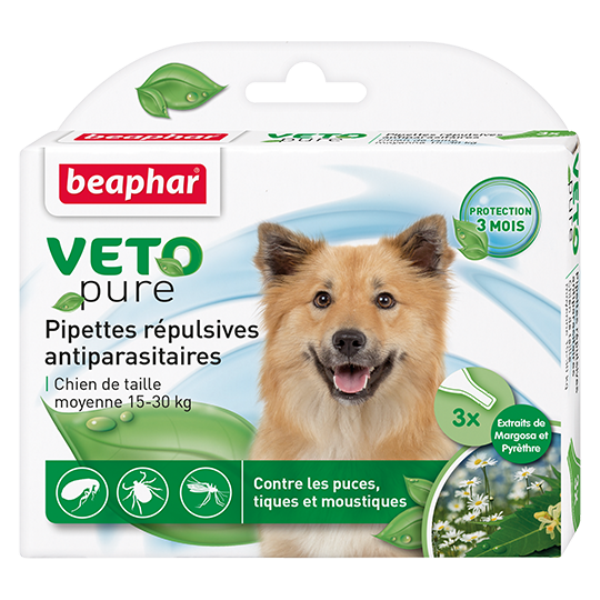  Beaphar Veto pure Spot on, 3 gab - противопаразитарные капли для собак от 15 до 30 кг 