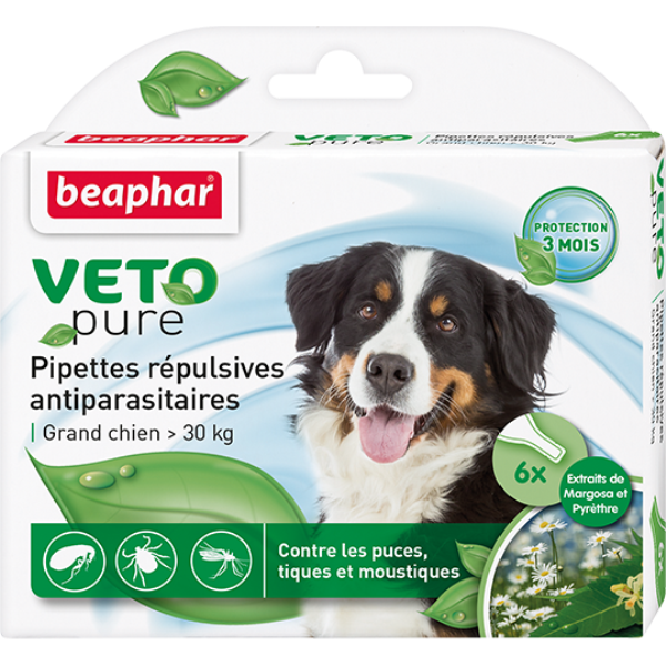  Beaphar Veto Pure Spot on, 6 gab - противопаразитарные капли для собак от 30 кг 
