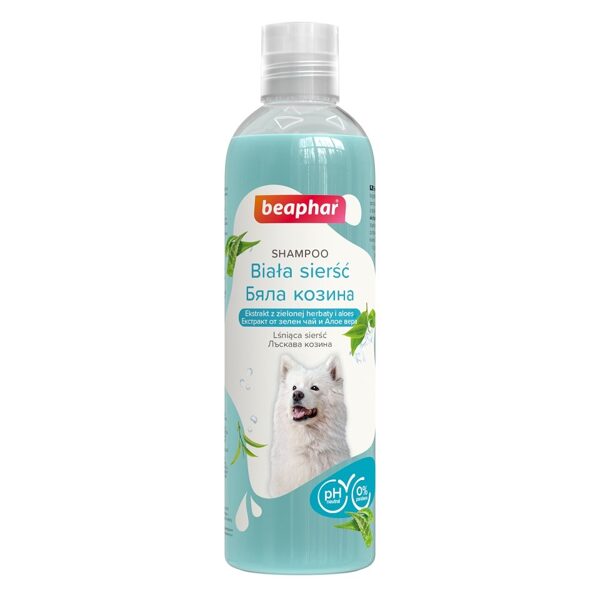 Šampūns suņiem ar baltu un gaišu spalvu - Beaphar White Coat Shampoo Dog, 250ml
