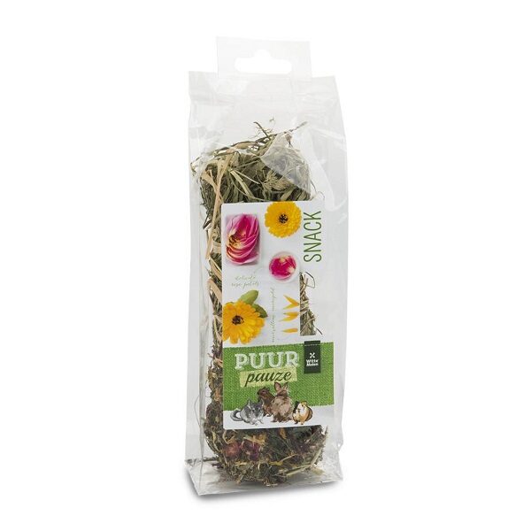Papildbarība grauzējiem un maziem dzīvniekiem - Witte Molen Puur HAY STICK MARIGOLD & ROSE PETALS 70g