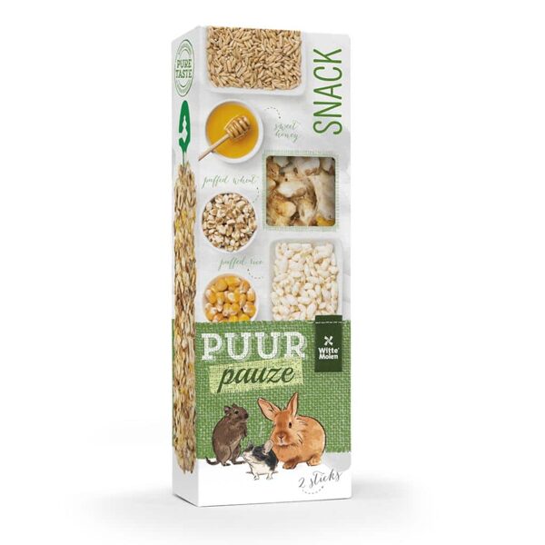 Witte Molen Puur PAUZE gourmet treat sticks Puffed rice for Rabbits and Rodents, 110g/2gab.