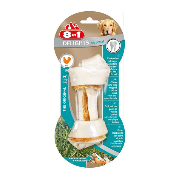 8in1 DENTAL DELIGHTS M  kauls maziem un vidējiem suņiem ar zobus attīrošām minerālvielām
