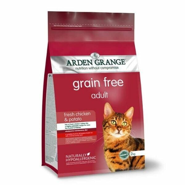 ARDEN GRANGE Adult Cat grain free Chicken & potato 4 kg - bezgraudu barība pieaugušiem kaķiem ar vistas gaļu un kartupeļiem