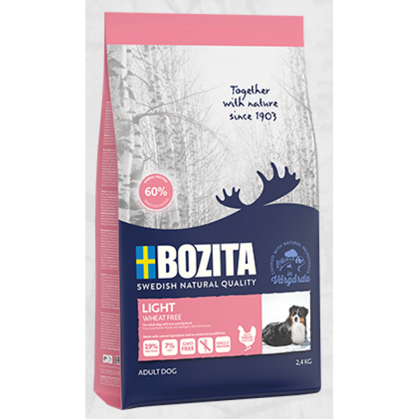 Bozita Light Wheat Free, 2.4kg - низкокалорийный сухой корм с курицей для взрослых собак