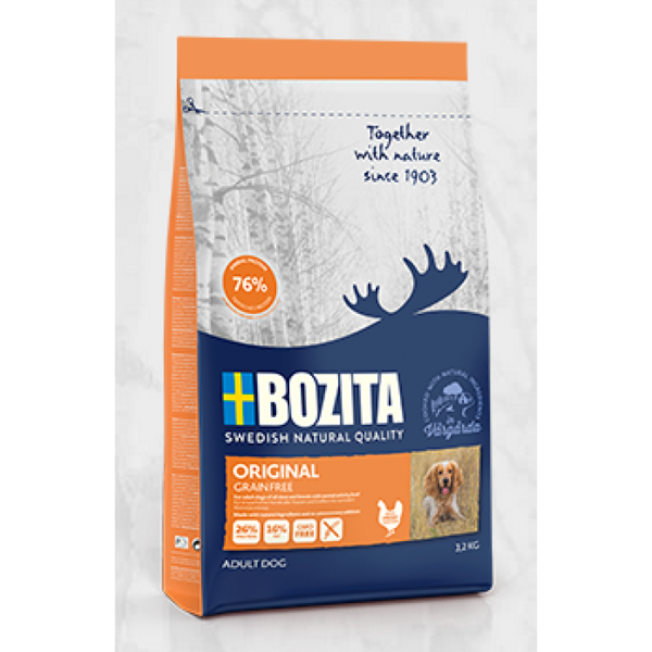 Bozita Original Grain Free, 3.2kg - bezgraudu sausā barība ar vistu pieaugušiem suņiem