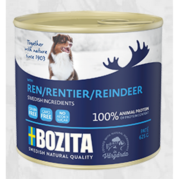 BOZITA Dog Paté Reindeer, 625g - беззерновой паштет с северным оленем для собак
