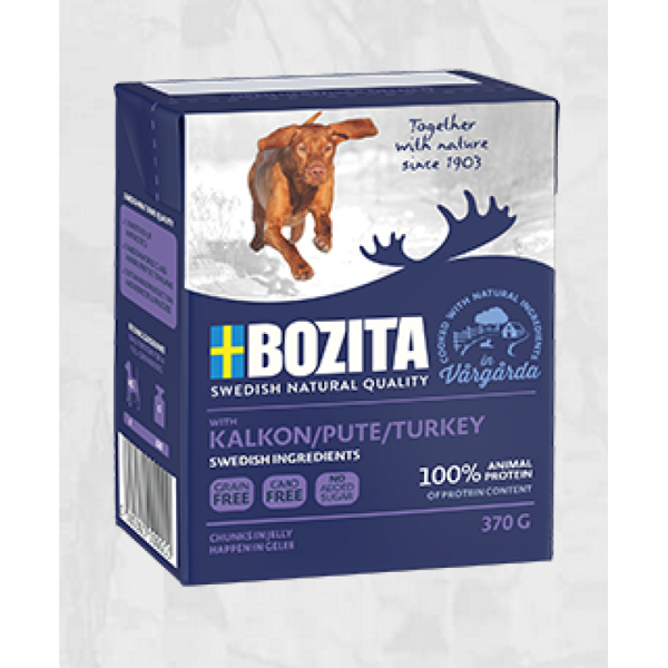 BOZITA Dog Chunks in Jelly Turkey, 370g - беззерновые кусочки в желе с индюшкой для собак