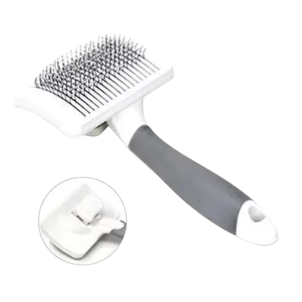 BIOZOO Self Cleaning Pet Brush with Rounded Tines Small - Ķemme dzīvniekiem ar metāla zobiem un pogu ķemmes iztīrīšana