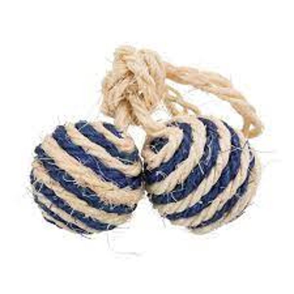 Rotaļlieta kaķiem – Trixie 2 balls on a rope, sisal, ø 4.5 cm
