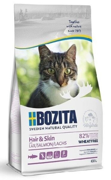 2kgBozita Wheat Free Hair & Skin Salmon - bezkviešu sausā barība ar lasi kaķiem, spalvai un ādai