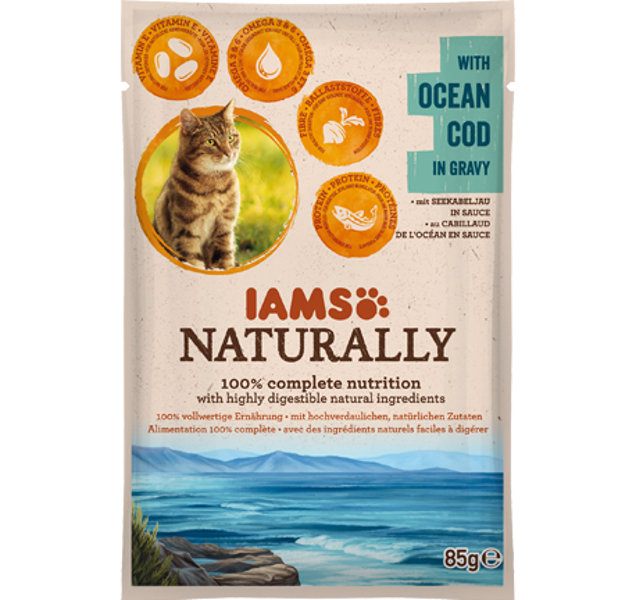 IAMS CAT Naturally Adult Ocean Cod in gravy 85g