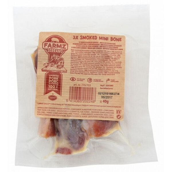 Duvo Plus Farmz Serrano Mini Bones, 3gb*10cm - Serrano šķiņka kauli