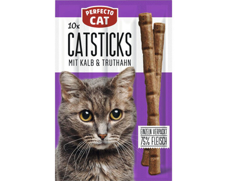 Perfecto Catsticks Veal & Turkey, tītara gaļa/teļa gaļa, 50 g, 10 gab. - Kārumi kaķiem