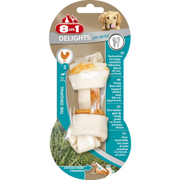 8in1 DENTAL DELIGHTS S  kauls maziem un vidējiem suņiem ar zobus attīrošām minerālvielām