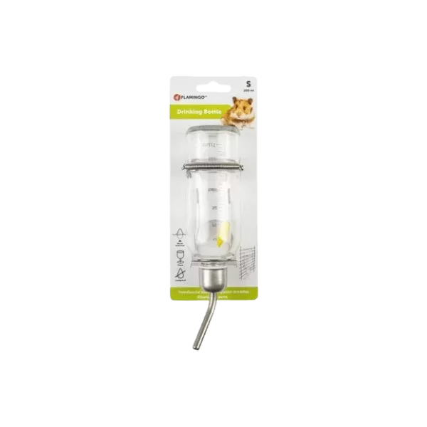 Stikla pudele dzeršanai Flamingo Athina mazajiem dzīvniekiem 200 ml 