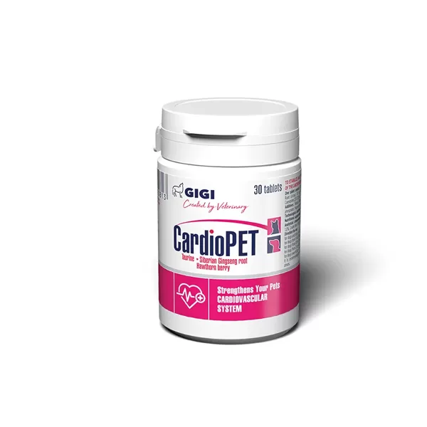GIGI CardioPET 30 tab. - Papildbarība suņiem un kaķiem sirds-asinsvadu sistēmas funkcionālās darbības stabilizēšanai un nostiprināšanai