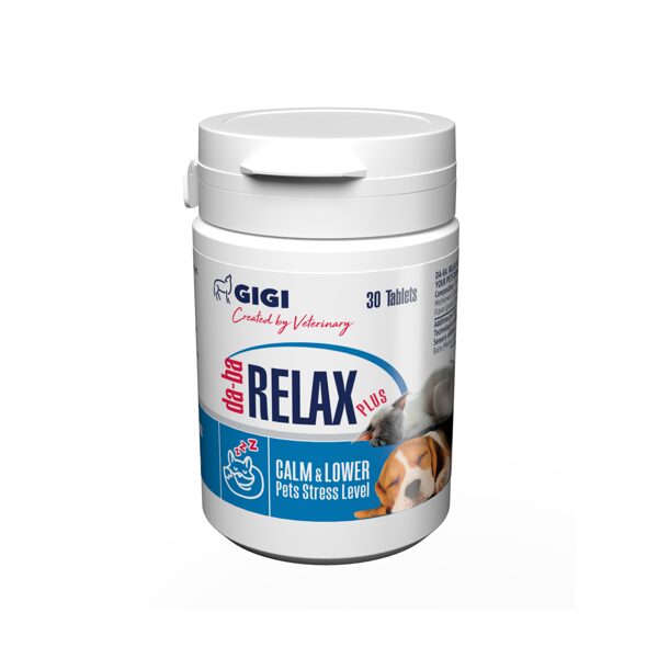 GIGI da-ba Relax Plus 30 tab. - papildbarība suņiem un kaķiem ar nomierinošu, pretstresa iedarbību, uzvedības stabilizēšanai un koriģēšanai