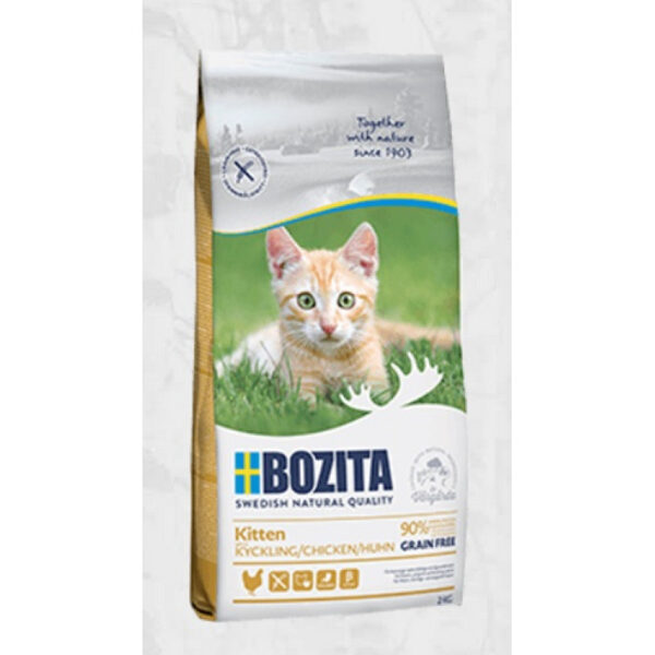 2kg Bozita Grain Free Kitten Chicken - bezgraudu sausā barība ar vistu kaķēniem