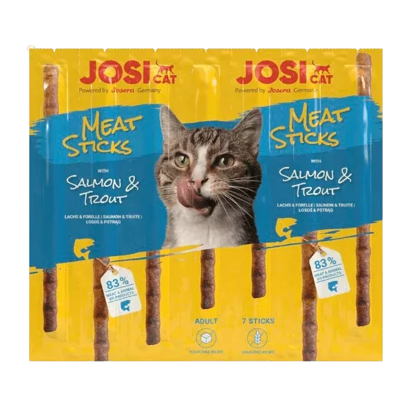 JosiCat Meat Sticks Salmon & Trout 7gab*5g - gardums kaķiem ar lasi un foreli