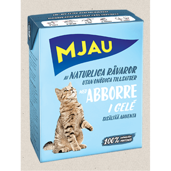 Mjau Abborre Gele, 380g - bezgraudu gaļas gabaliņi ar asari želejā