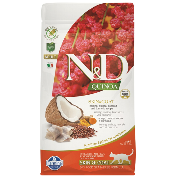 N&D CAT QUINOA HERRING SKIN & COAT 1.5KG