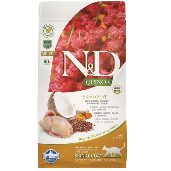 N&D CAT QUINOA QUAIL SKIN & COAT 1.5KG