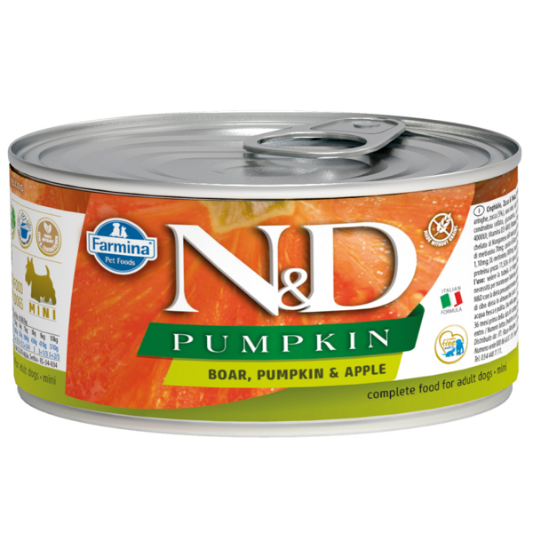 N&D DOG PUMPKIN BOAR APPLE ADULT MINI 140G