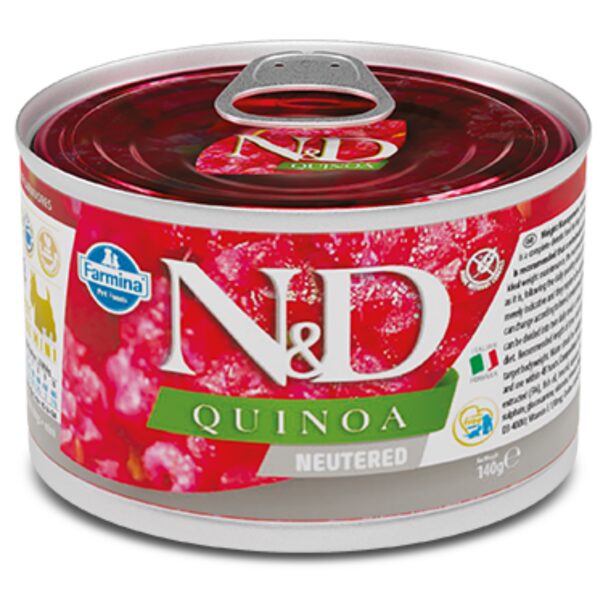 N&D DOG QUINOA PORK NEUTERED MINI 140G