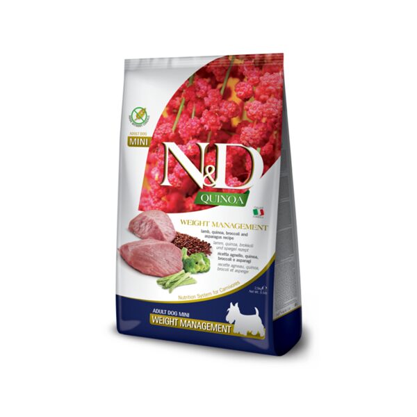 N&D DOG QUINOA LAMB BROCCOLI WEIGHT MANAGEMENT ADULT MINI 7KG