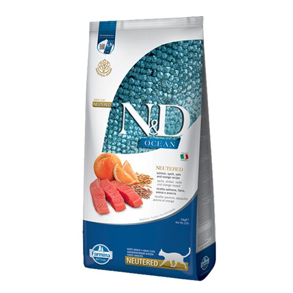 N&D CAT OCEAN ANCESTRAL GRAIN SALMON ORANGE NEUTERED 10KG