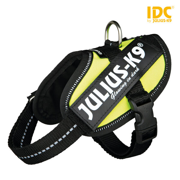 Krūšu siksna suņiem - Trixie Julius-K9 IDC harness, Baby 2/XS–S: 33–45 cm, neon yellow