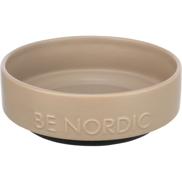 Bļoda dzīvniekiem, keramika : Trixie BE NORDIC bowl, flat, ceramic/rubber ring, 0.3 l/ø 16 cm, taupe