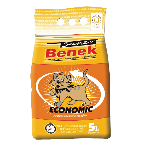  Super Benek Economic 5 L smiltis kaķu tualetēm bez aromāta