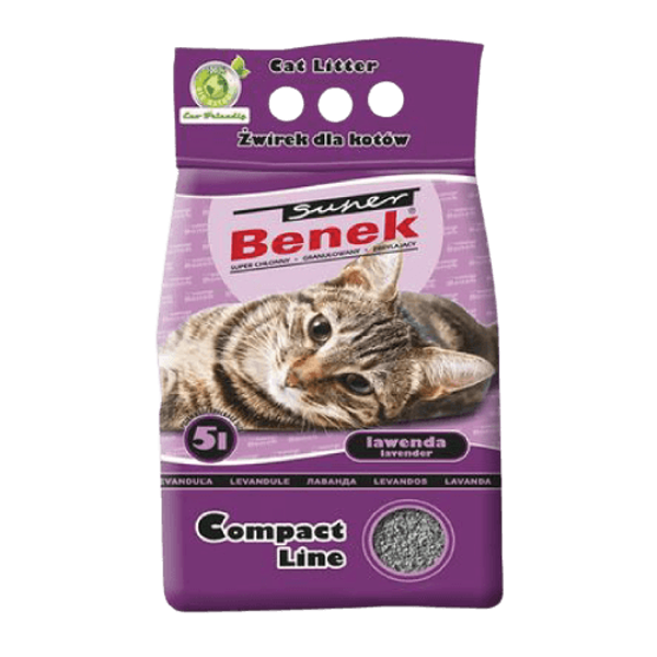 Super Benek Compact Line 5L smiltis kaķu tualetēm ar lavandas aromātu