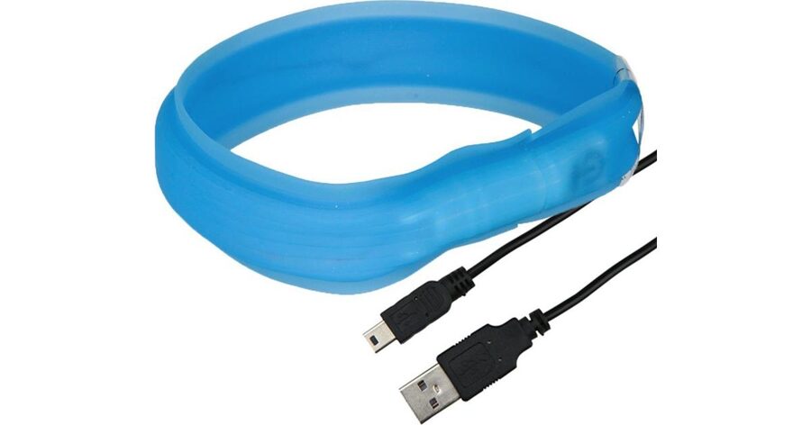 Kaklasiksna suņiem - Trixie Flash light band USB, blue XS–S: 35 cm/30 mm, blue